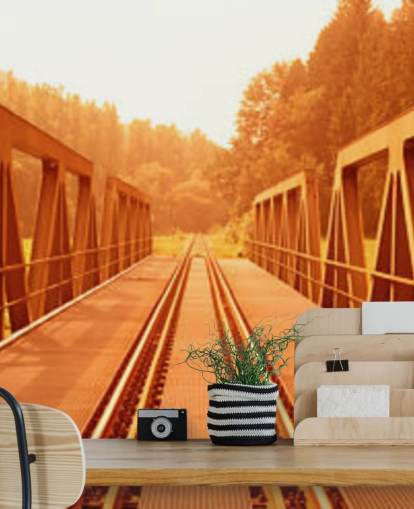 sepia view of railway bridge wallpaper