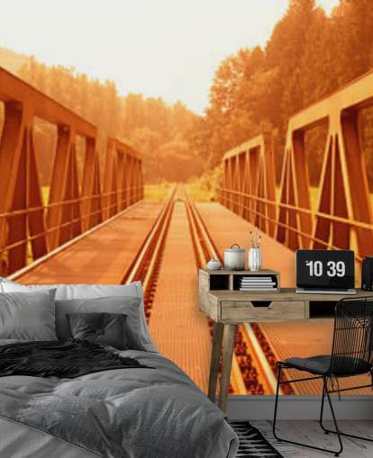 vista sepia del fondo de pantalla puente ferroviario