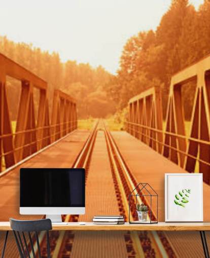 sepia view of railway bridge wallpaper