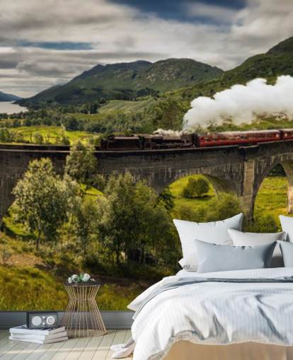 steam train on viaduct wallpaper
