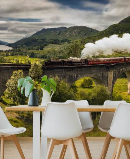 steam train on viaduct wallpaper