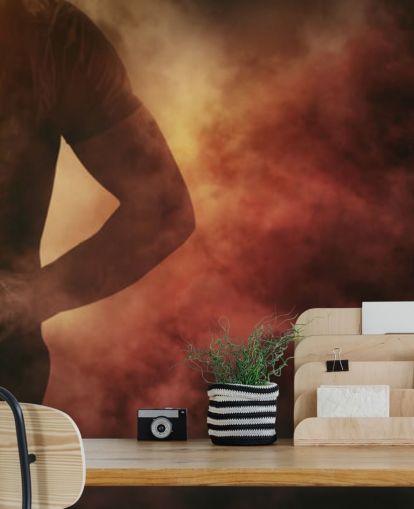 black, red and orange customisable rugby wallpaper mural called Rugby Player for kid's bedrooms black, red and orange customisable rugby wallpaper mural called Rugby Player for kid's bedrooms