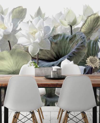 Lotusblumen und Blätter Blumentapete