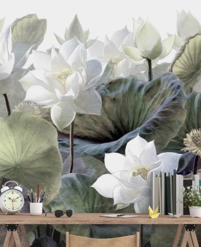 lotuser och lämnar blommig tapeter