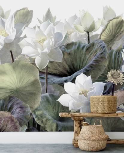 lotuser och lämnar blommig tapeter