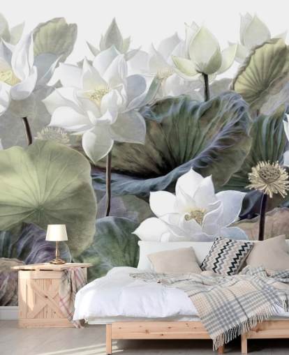 lotuser och lämnar blommig tapeter