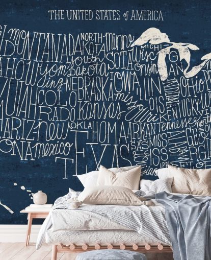 carta da parati mappa usa blu scuro