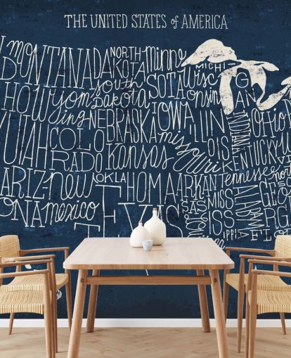 carta da parati mappa usa blu scuro