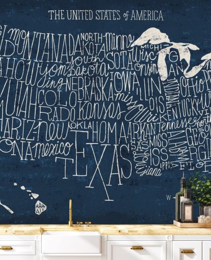 carta da parati mappa usa blu scuro