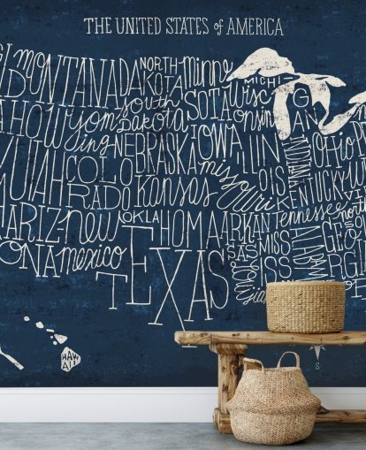 carta da parati mappa usa blu scuro