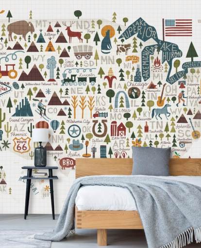 detailed illustrated usa map wallpaper
