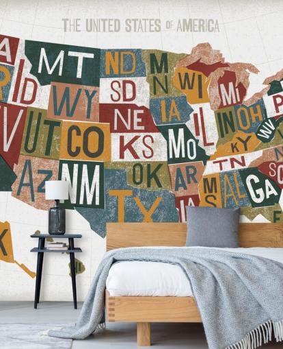 colourful USA map wallpaper