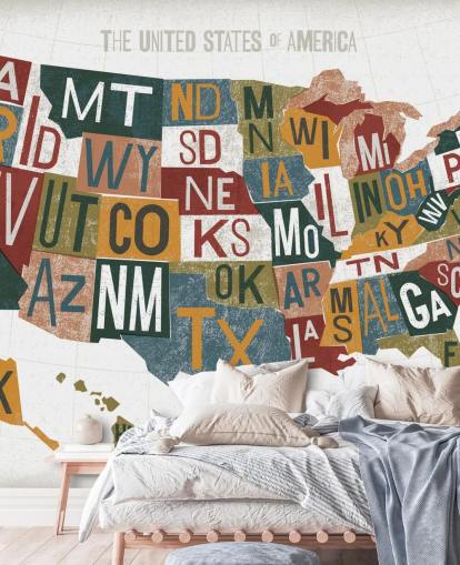 colourful USA map wallpaper