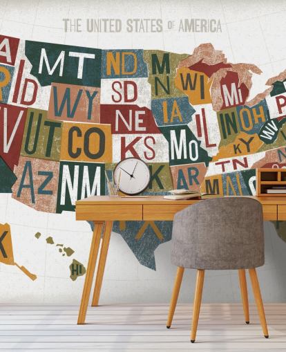 colourful USA map wallpaper