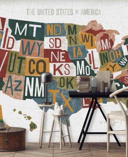 colourful USA map wallpaper