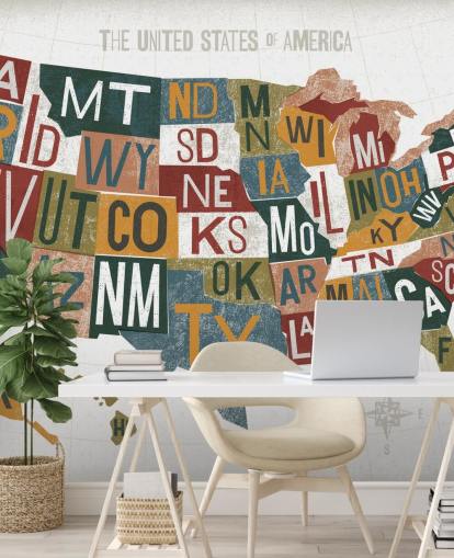 värikäs USA kartta tapetti