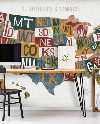 colourful USA map wallpaper