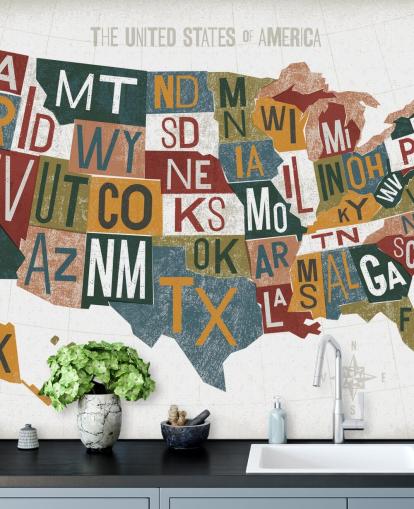 colourful USA map wallpaper
