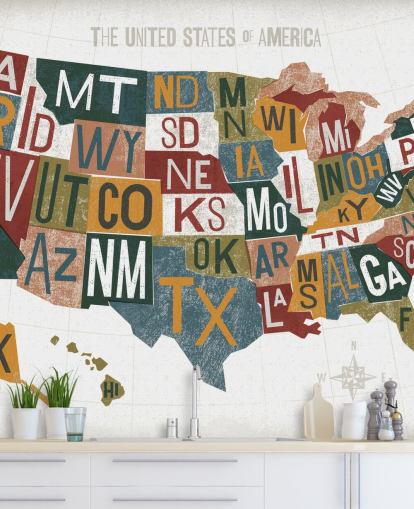 colourful USA map wallpaper