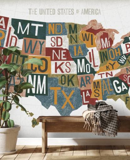 kleurrijke USA kaart behang kleurrijke USA kaart behang