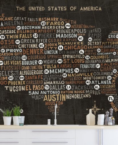 carta da parati scura mappa USA