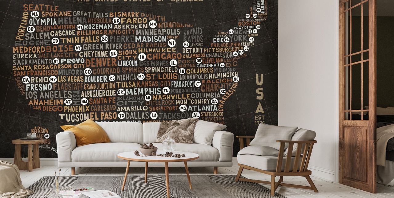 USA City Map Wallpaper | Wallsauce UK