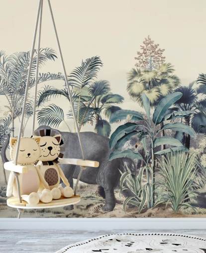 papier peint éléphant dans la jungle