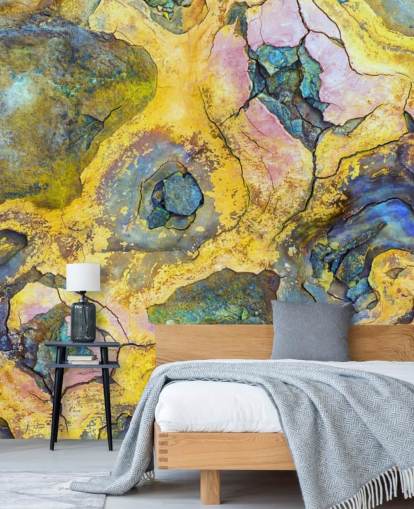 carta da parati ruggine gialla, rosa e viola