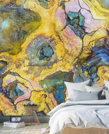 papel pintado óxido amarillo, rosa y morado papel pintado óxido amarillo, rosa y morado