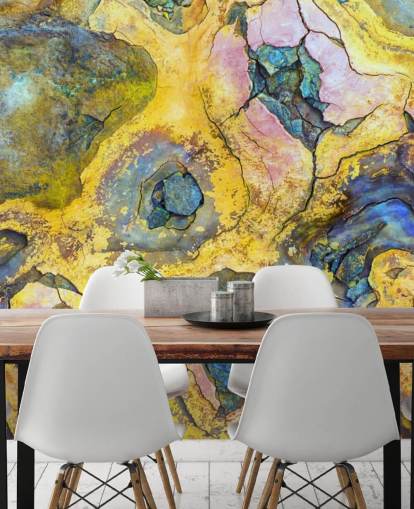 carta da parati ruggine gialla, rosa e viola