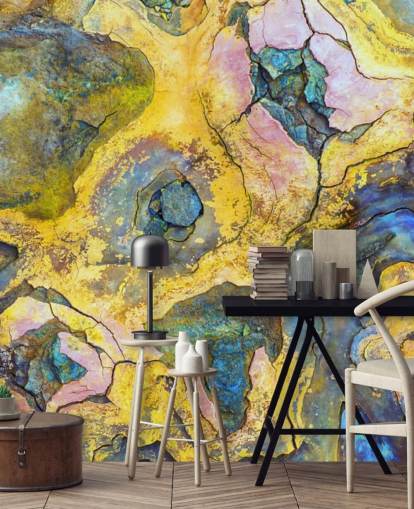 geel, roze en paars roestbehang geel, roze en paars roestbehang