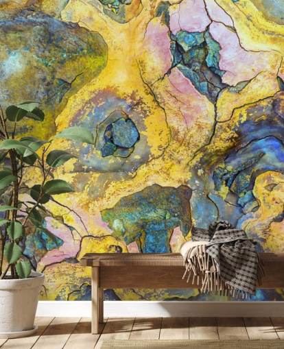 yellow, pink and purple rust wallpaper