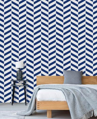 indigo customizable herringbone wallpaper mural called Blue and White Herringbone for bathrooms and kitchens indigo customizable herringbone wallpaper mural called Blue and White Herringbone for bathrooms and kitchens