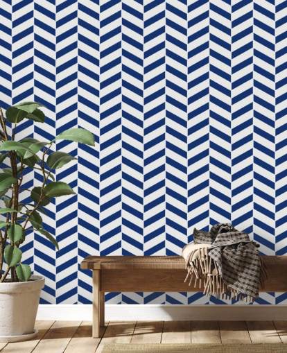 indigo customisable herringbone wallpaper mural called Blue and White Herringbone for bathrooms and kitchens indigo customisable herringbone wallpaper mural called Blue and White Herringbone for bathrooms and kitchens