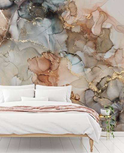 papel pintado acuarela beige y marrón