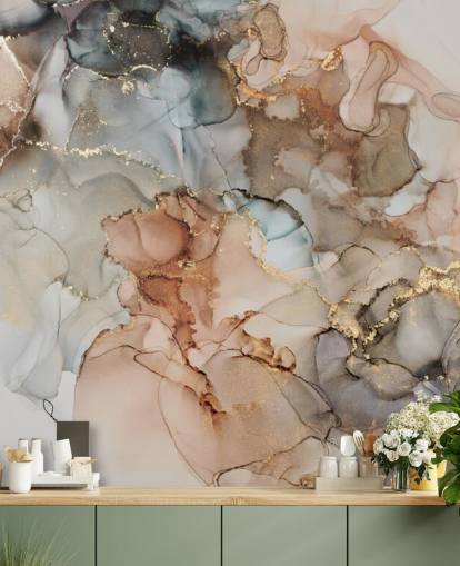 papel pintado acuarela beige y marrón