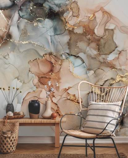 beige en bruin aquarelbehang