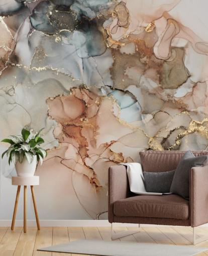 papel de parede aquarela bege e marrom