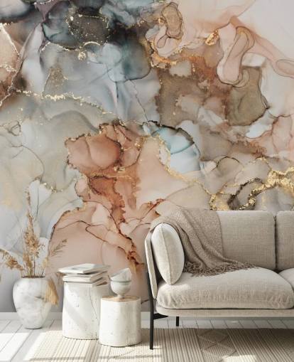 beige en bruin aquarelbehang