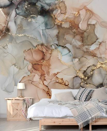 beige en bruin aquarelbehang