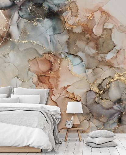 beige en bruin aquarelbehang