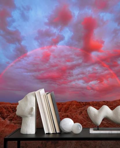 fond d'écran arc-en-ciel rose sur les montagnes Rocheuses