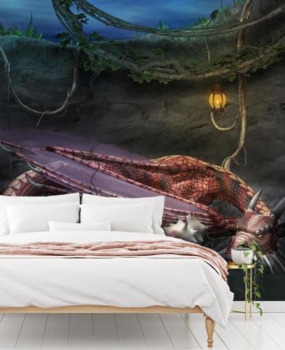 Red Dragon Sovende Baggrund Red Dragon Sovende Baggrund