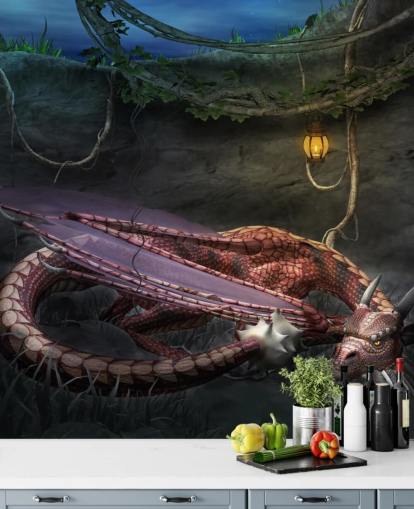 Red Dragon Sleeping Wallpaper