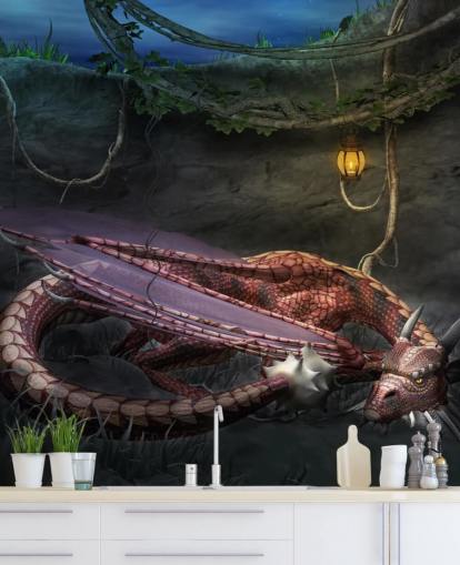 Red Dragon Sleeping Wallpaper