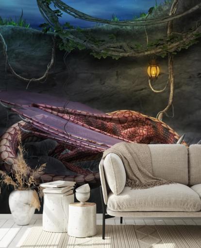 Papel pintado dragón rojo durmiendo Papel pintado dragón rojo durmiendo