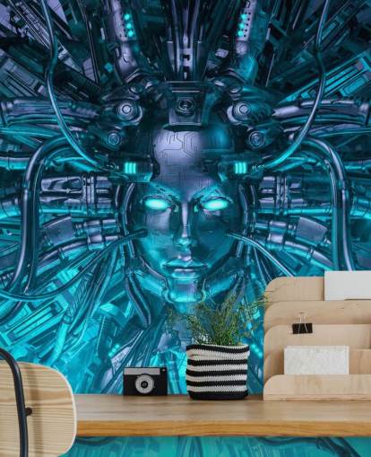 papel de parede azul cyber mulher cabeça papel de parede azul cyber mulher cabeça