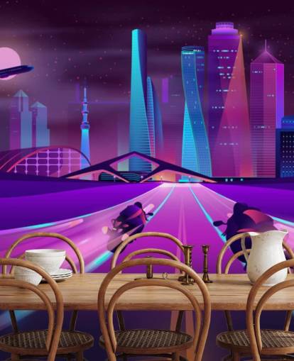 purple bike race track in abstract city wallpaper purple bike race track in abstract city wallpaper