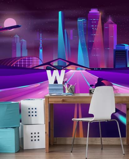 violetti pyörä kilparadalla abstrakti kaupunki tapetti