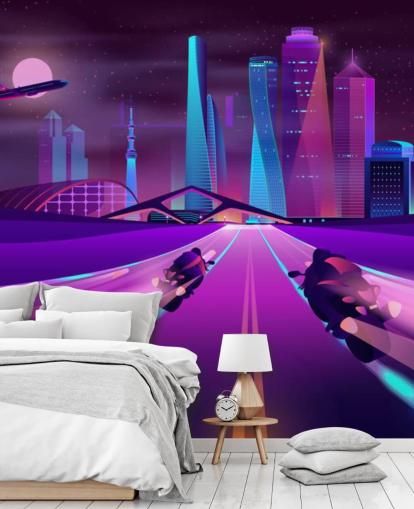 pista da corsa viola in carta da parati astratta città pista da corsa viola in carta da parati astratta città